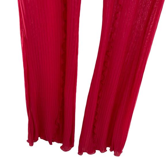 Zara Pink Ribbed Ruffle Plucks Sheer Cover Up Pants - Picture 6 of 12